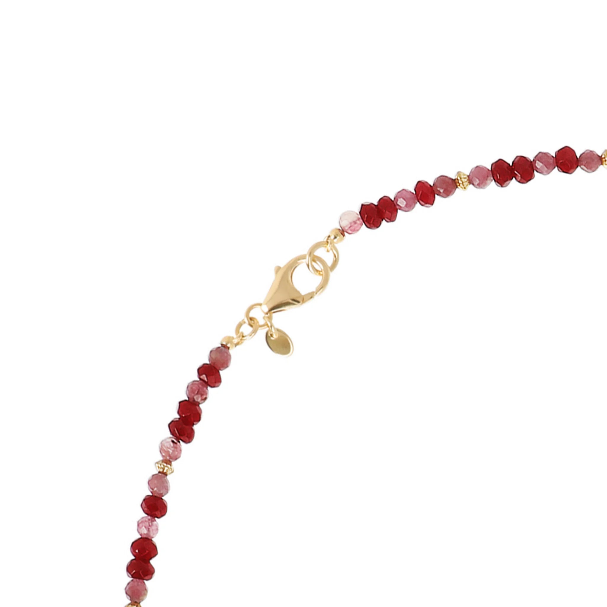 Collana Lunga con Sfere Satinate e Pietre Naturali