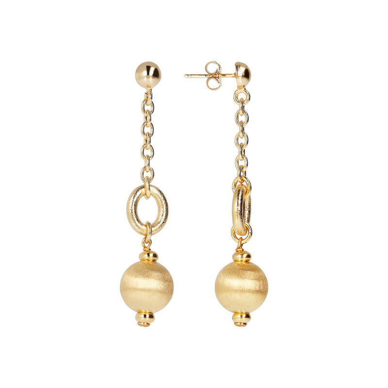 Rolo Chain Pendant Earrings and Satin Sphere