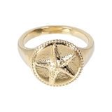 Hammered Cocktail Ring with Starfish and Worked Edges