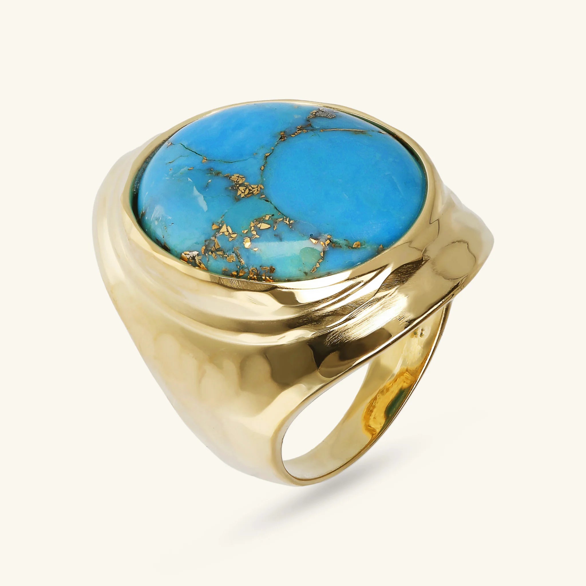 Anello Chevalier con Pietra Naturale Magnesite Ovale