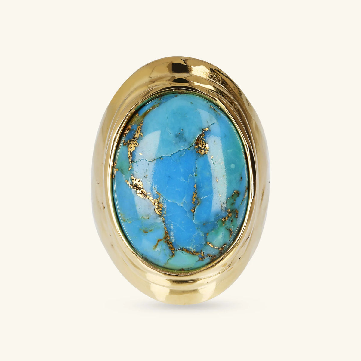 Seal Ring with Turquoise 18kt Gold Plated