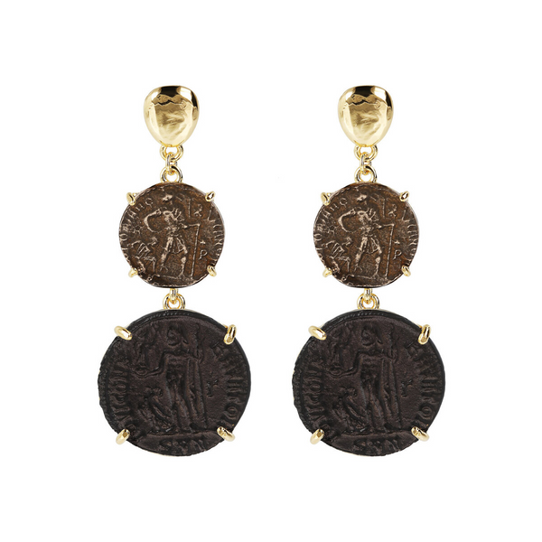 Pendant Earrings with Double Coin