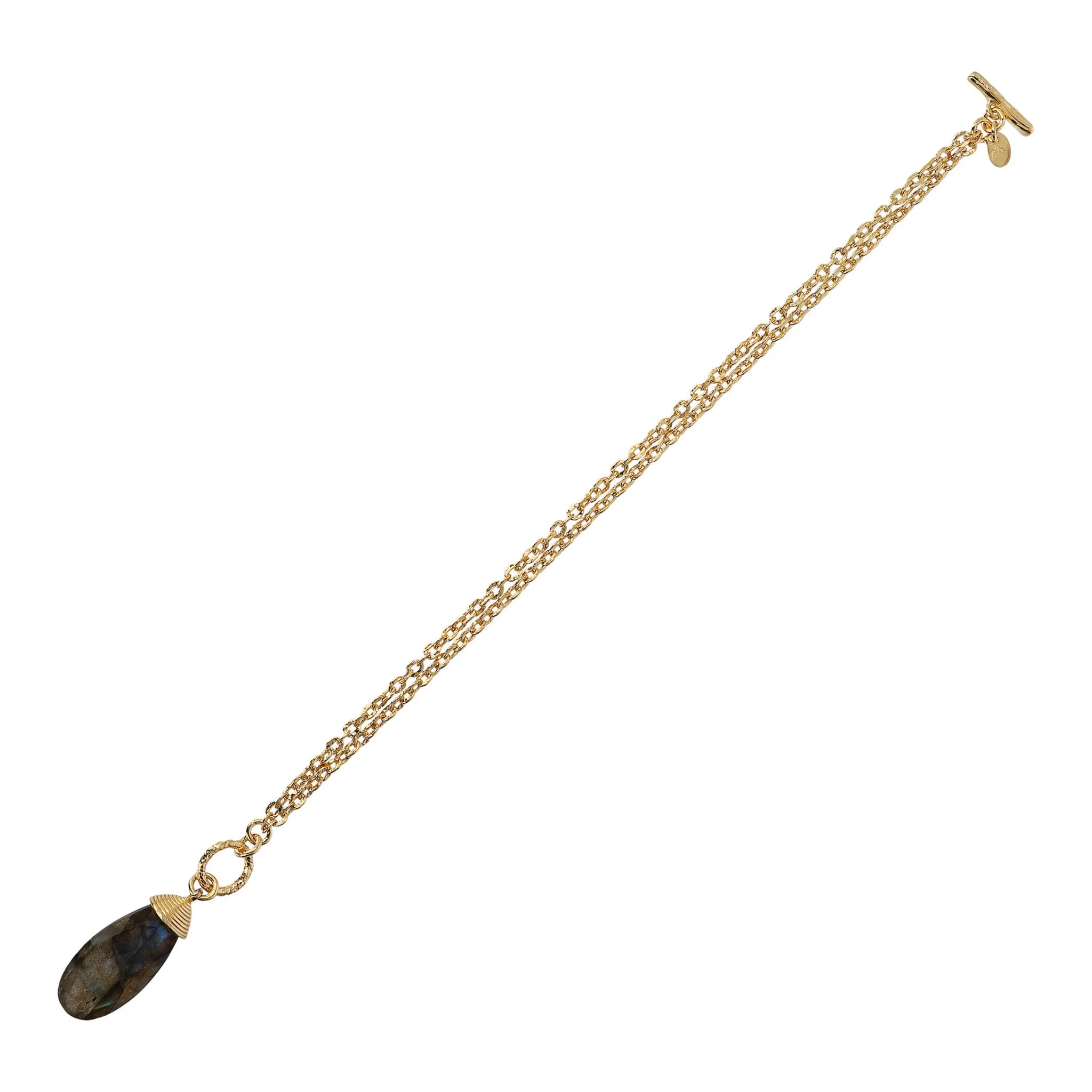 Mehrreihiges Armband mit Forzatina-Kette und Tropfenanhänger aus Naturstein