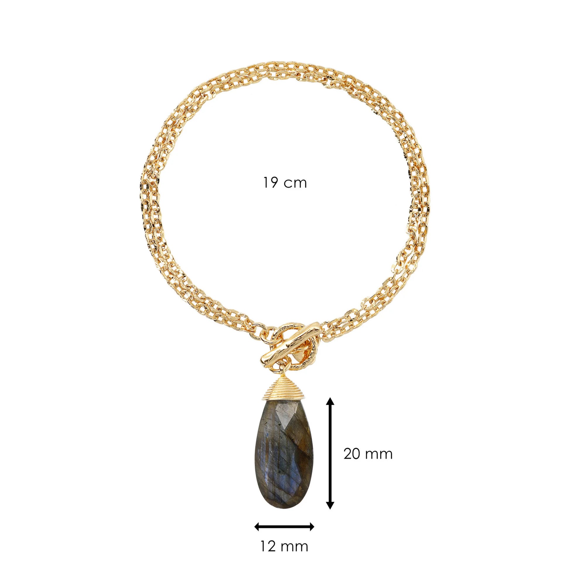 Bracciale Multifilo Catena Forzatina con Ciondolo Goccia in Pietra Naturale