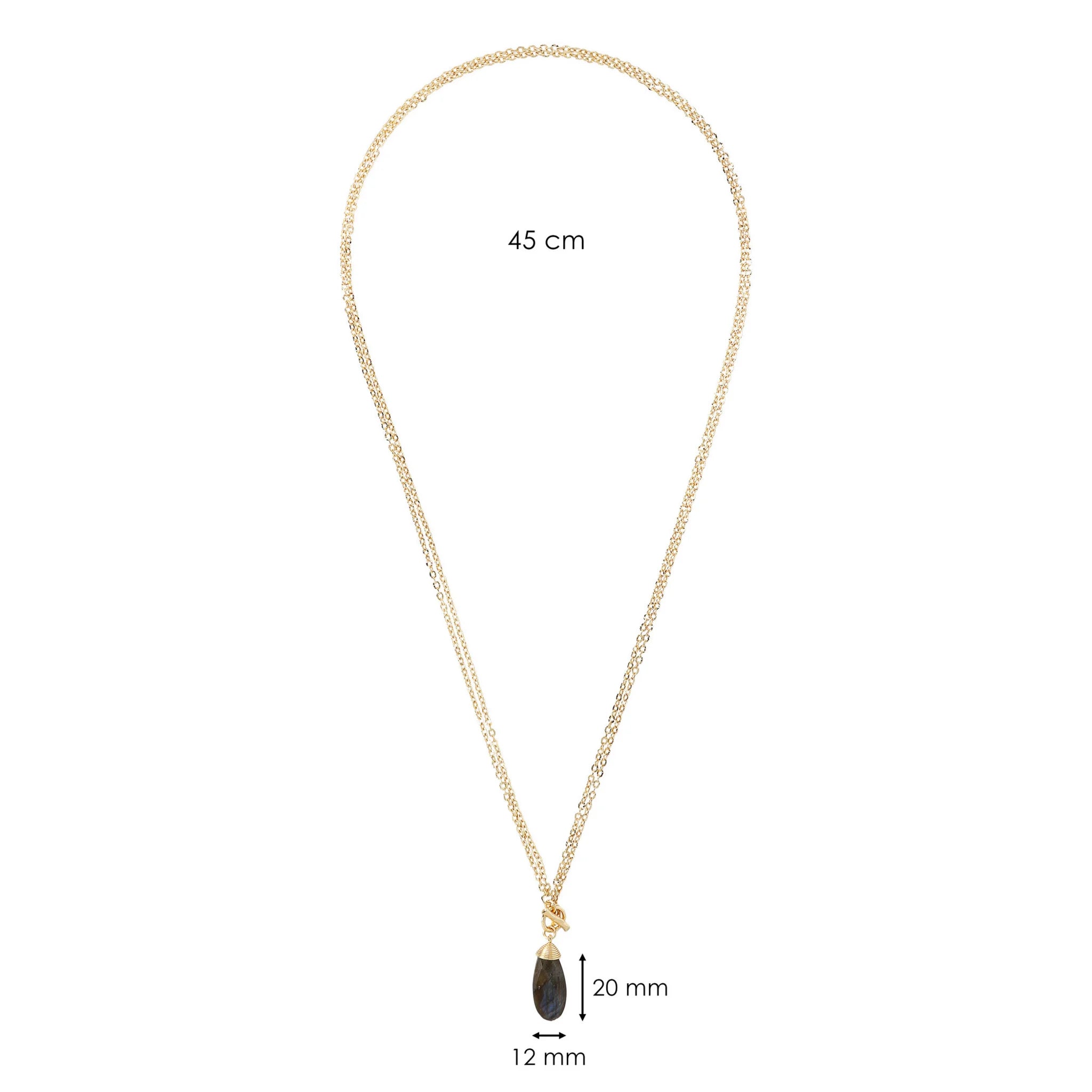 Long Multi-strand Necklace with Drop Pendant in Natural Stone