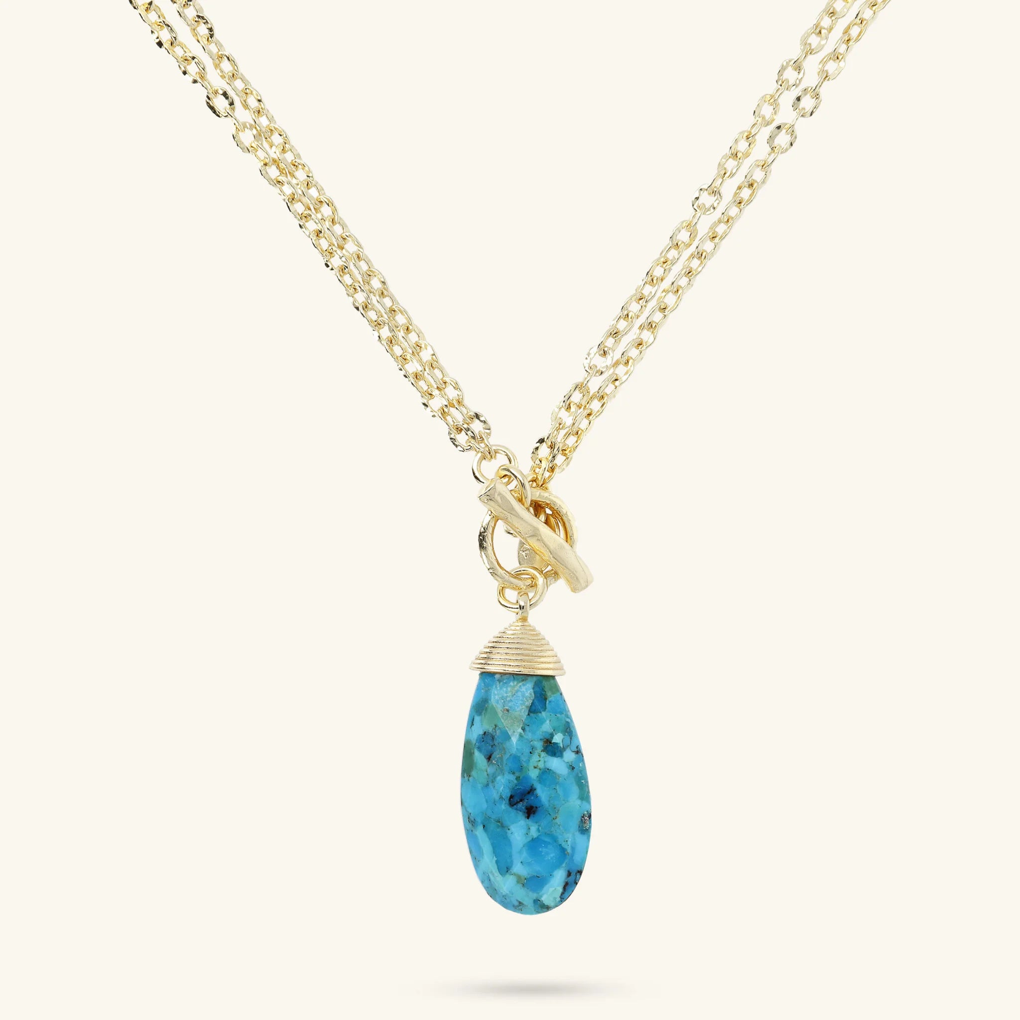 Collana Lunga con Pendente a Goccia in Pietra Naturale