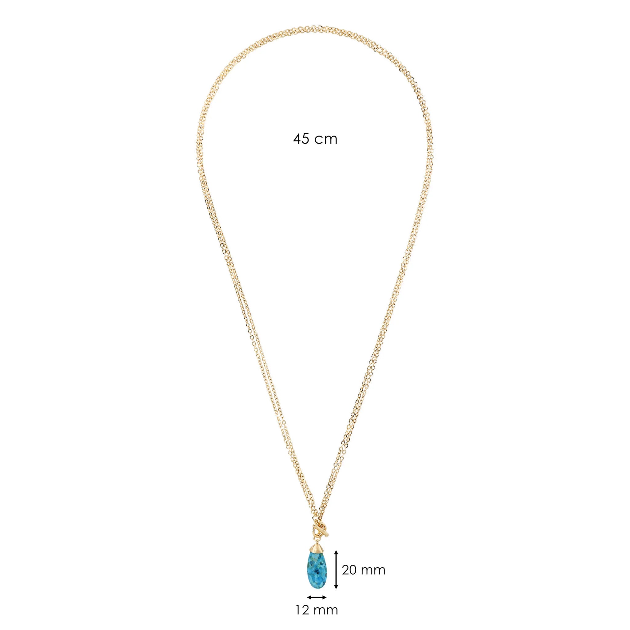 Long Multi-strand Necklace with Drop Pendant in Natural Stone
