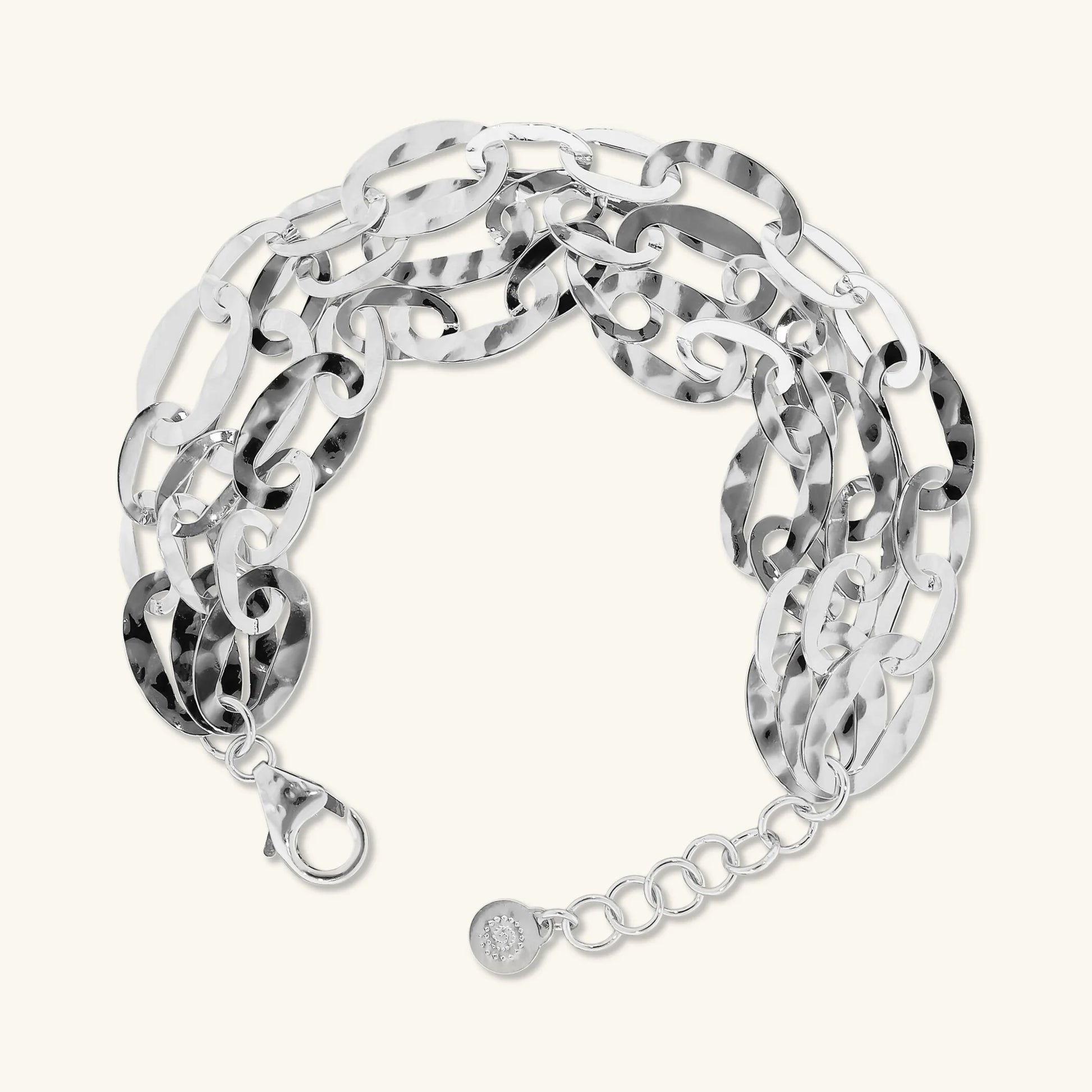 Bracciale Multifilo Catena Ovale Martellata
