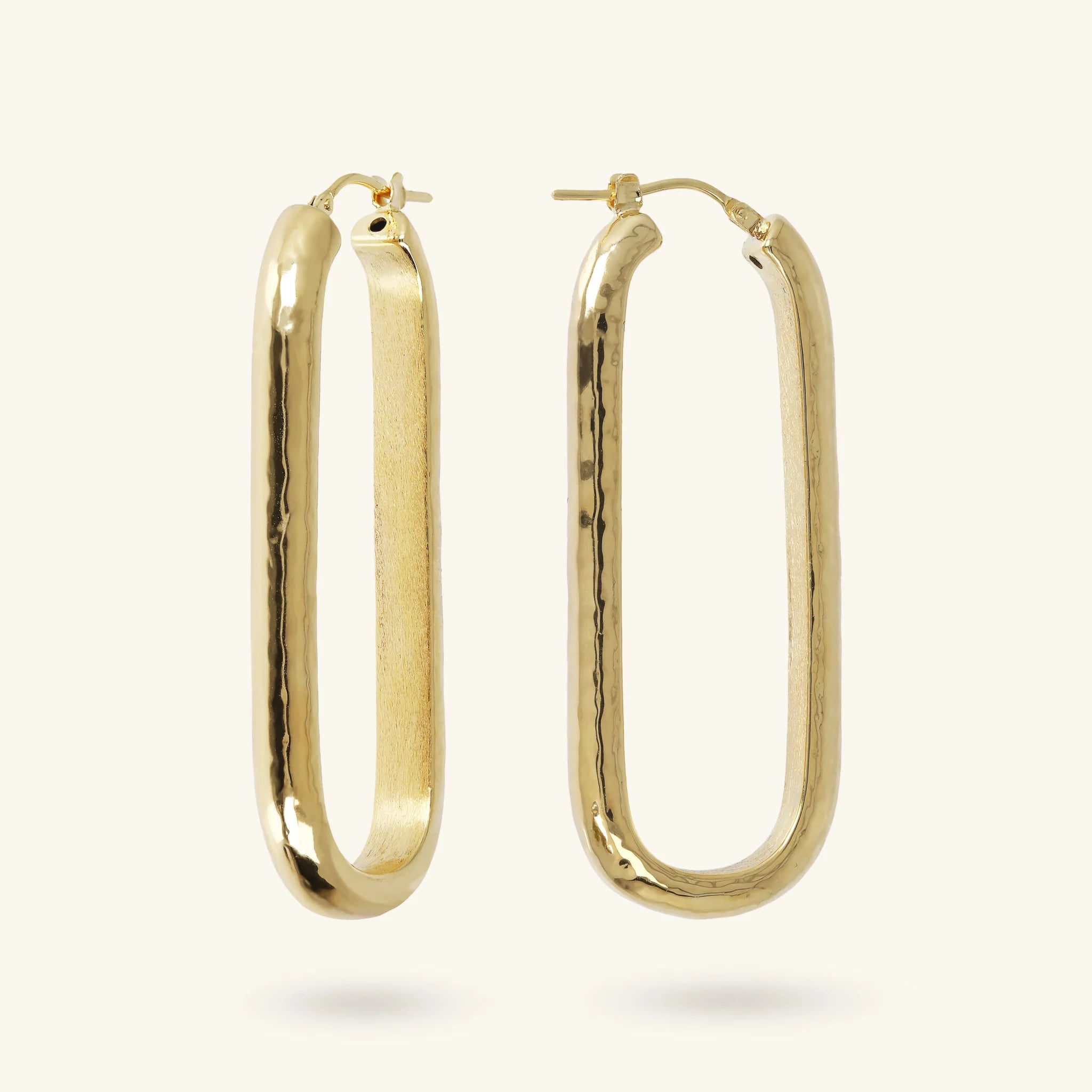 Hammered Effect Elongated Hoop Earrings
