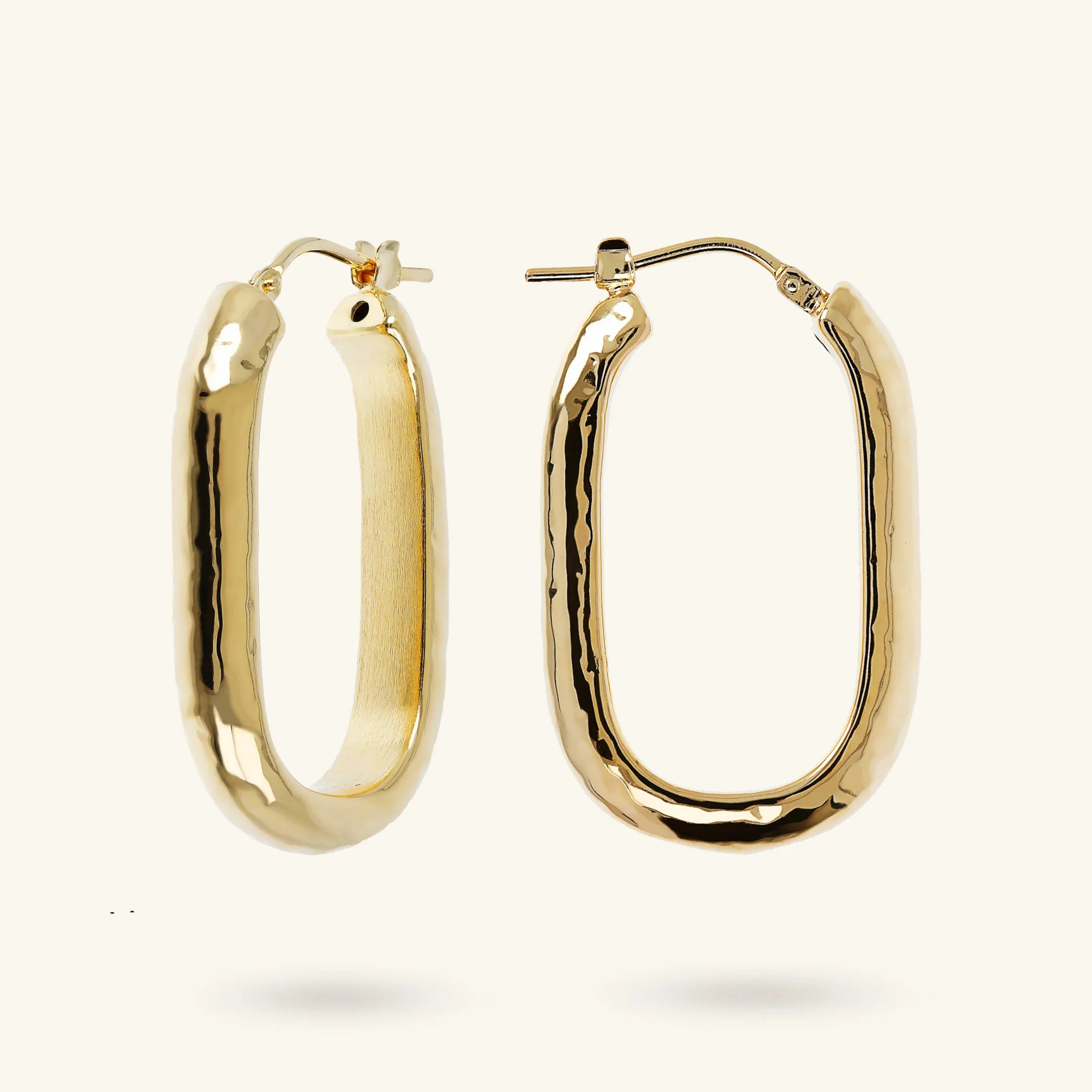 Hammered Effect Elongated Hoop Earrings
