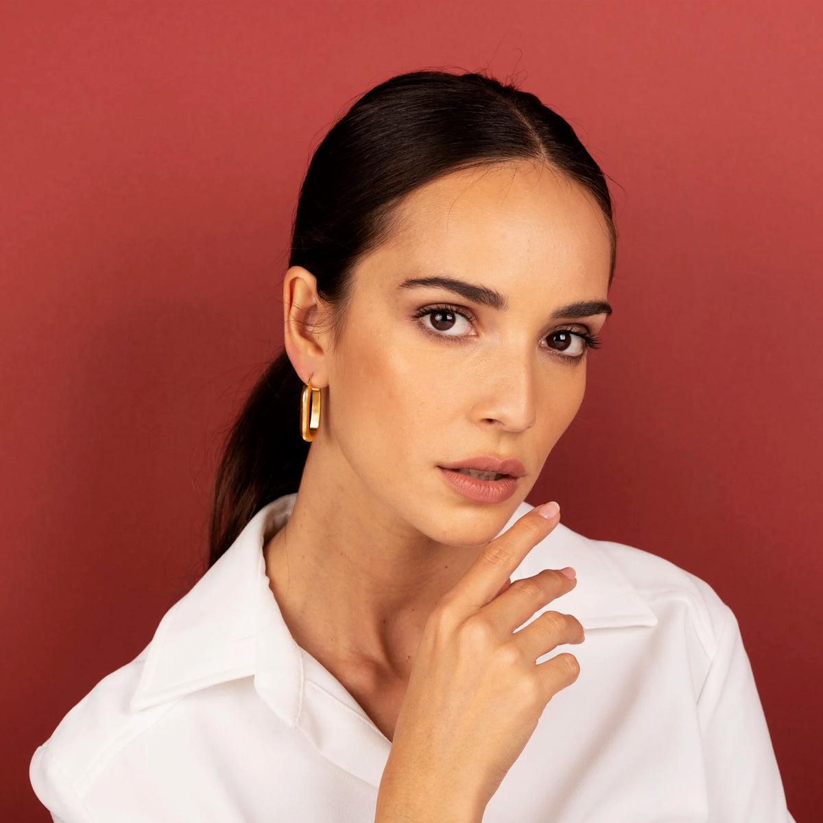 Boucles d'Oreilles Créoles Allongées Martelées