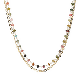 Multi-strand Oval Link Chain Necklace with Multicolor Tourmaline
