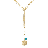 Necklace with Coin and Turquoise Pendant