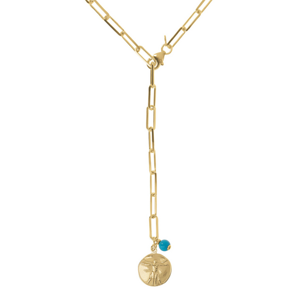 Necklace with Coin and Turquoise Pendant