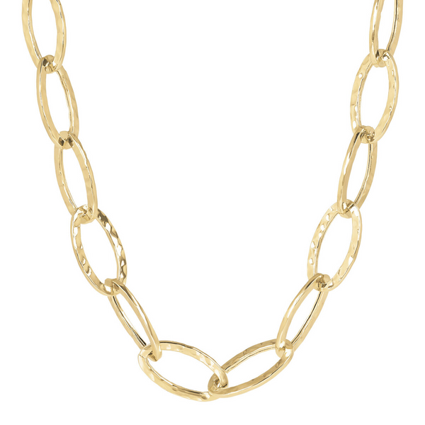 Hammered Oval Chain Necklace