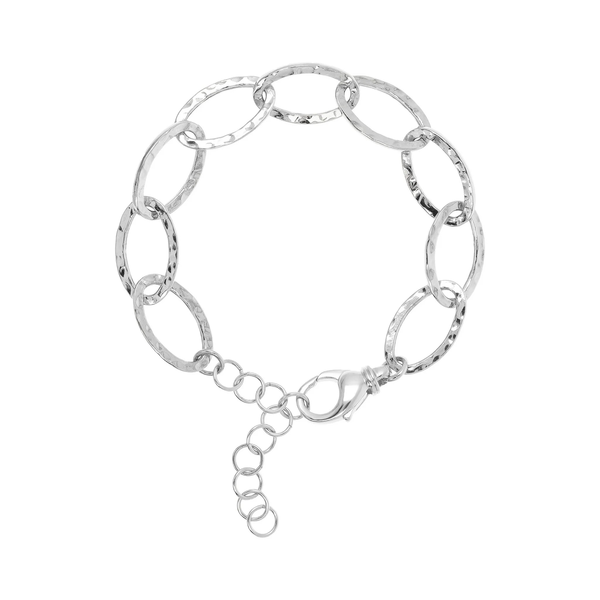 Bracciale Catena Sottile Ovale Allungata Martellata
