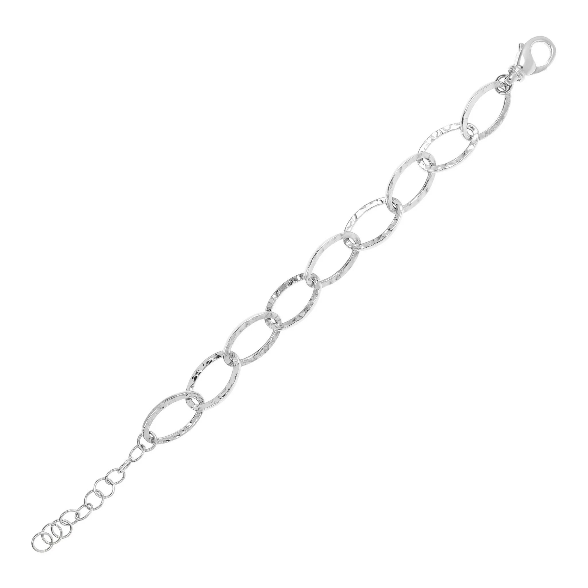 Dünnes, längliches ovales geschmiedetes Kettenarmband