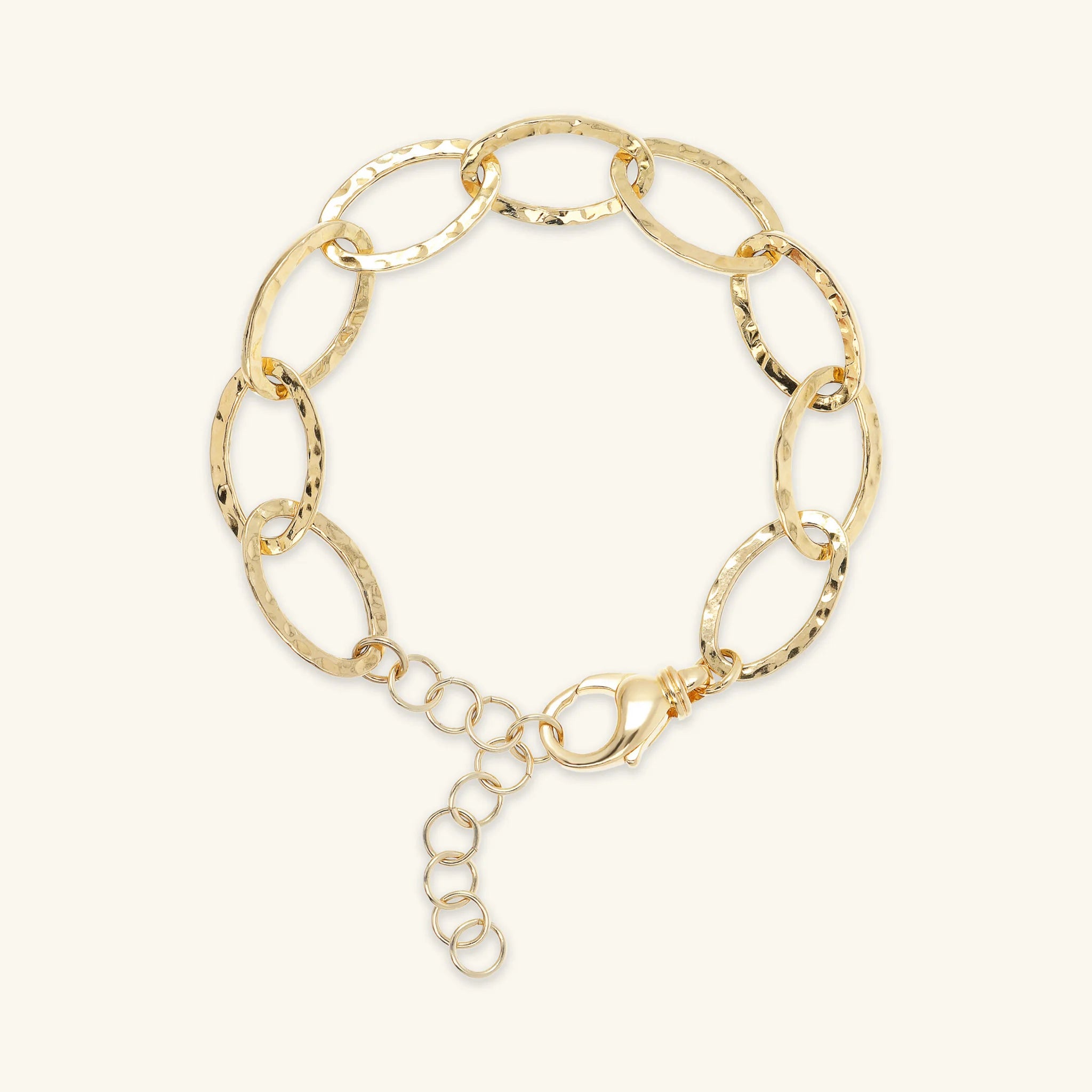 Bracciale Catena Sottile Ovale Allungata Martellata
