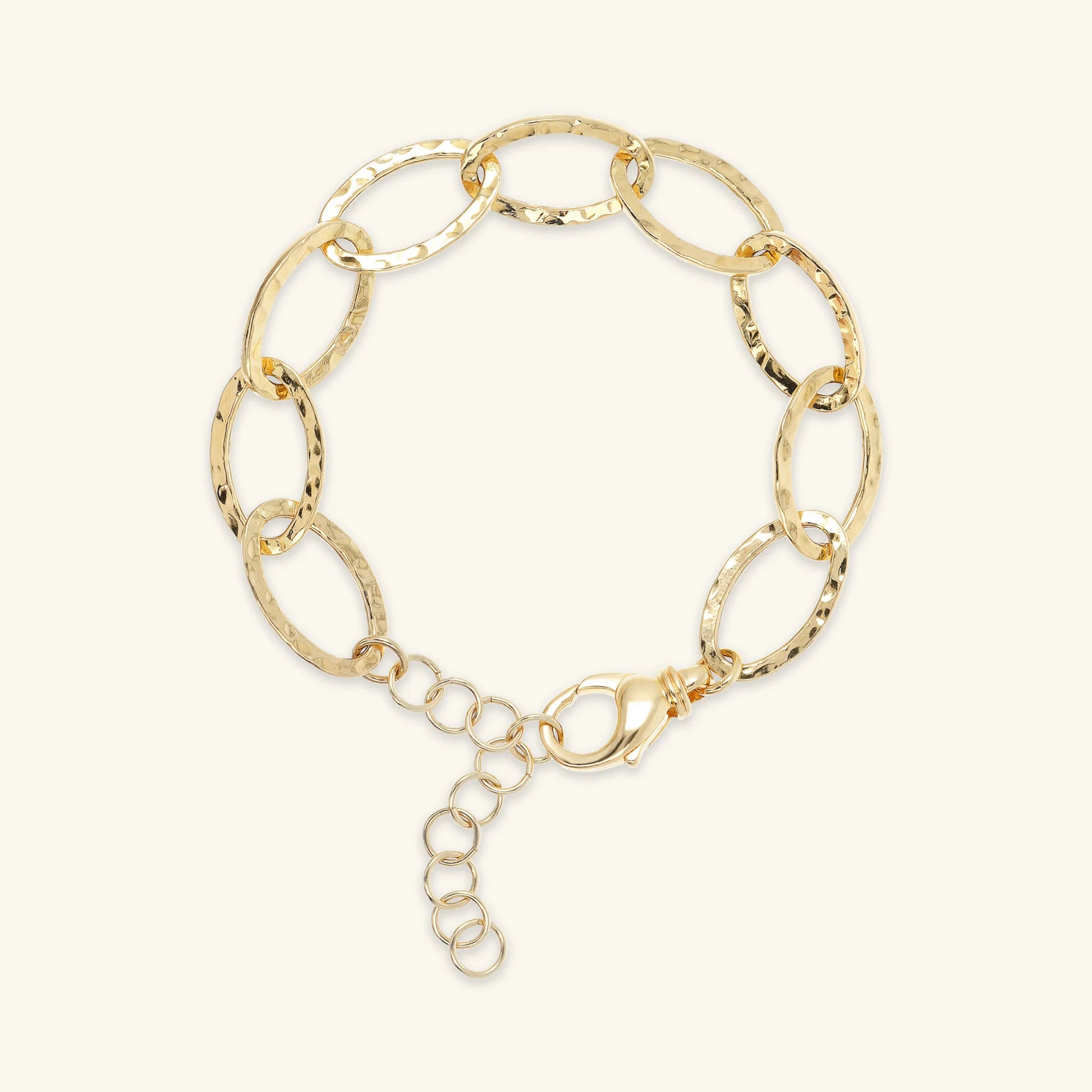 Bracciale Catena Sottile Ovale Allungata Martellata