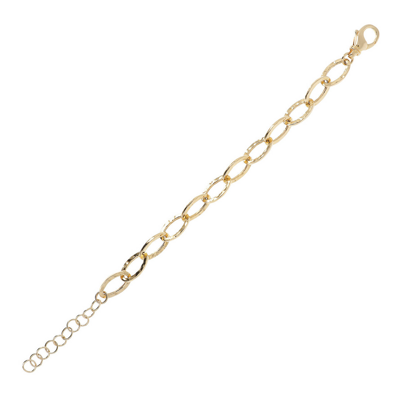 Hammered Oval Chain Bracelet