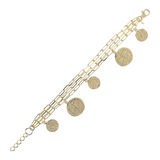 Multistrand Rolo Chain Bracelet with Coin Charms