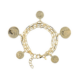 Multistrand Rolo Chain Bracelet with Coin Charms