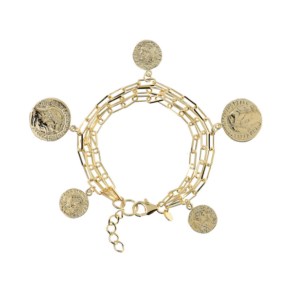 Bracelet chaîne Rolo multirang avec breloques pièces