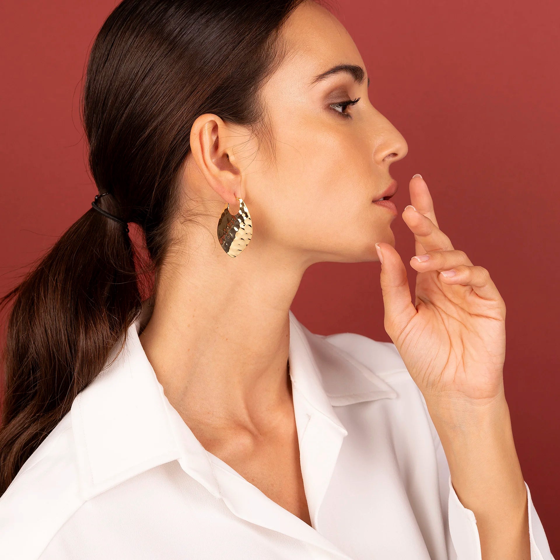 Leaf Earrings Wet Water Effect