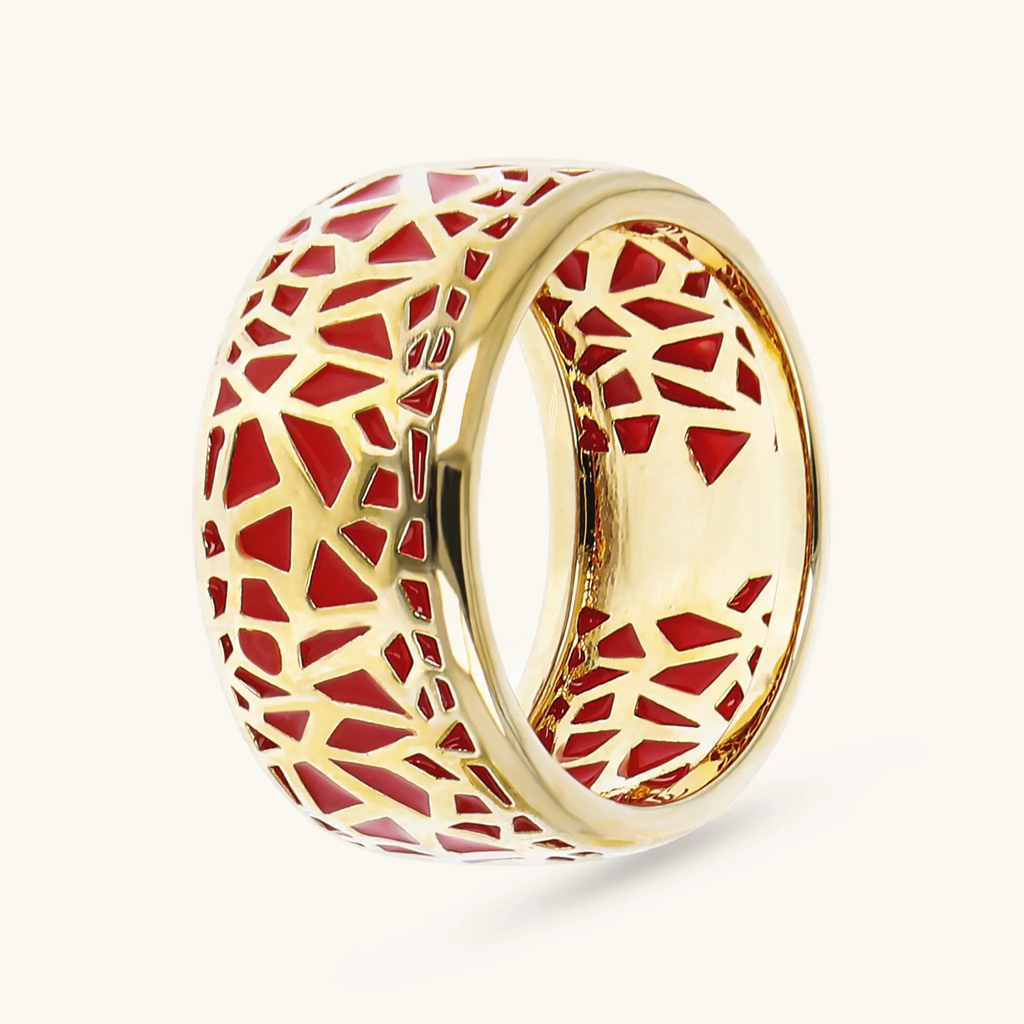 Openwork Enameled Band Ring