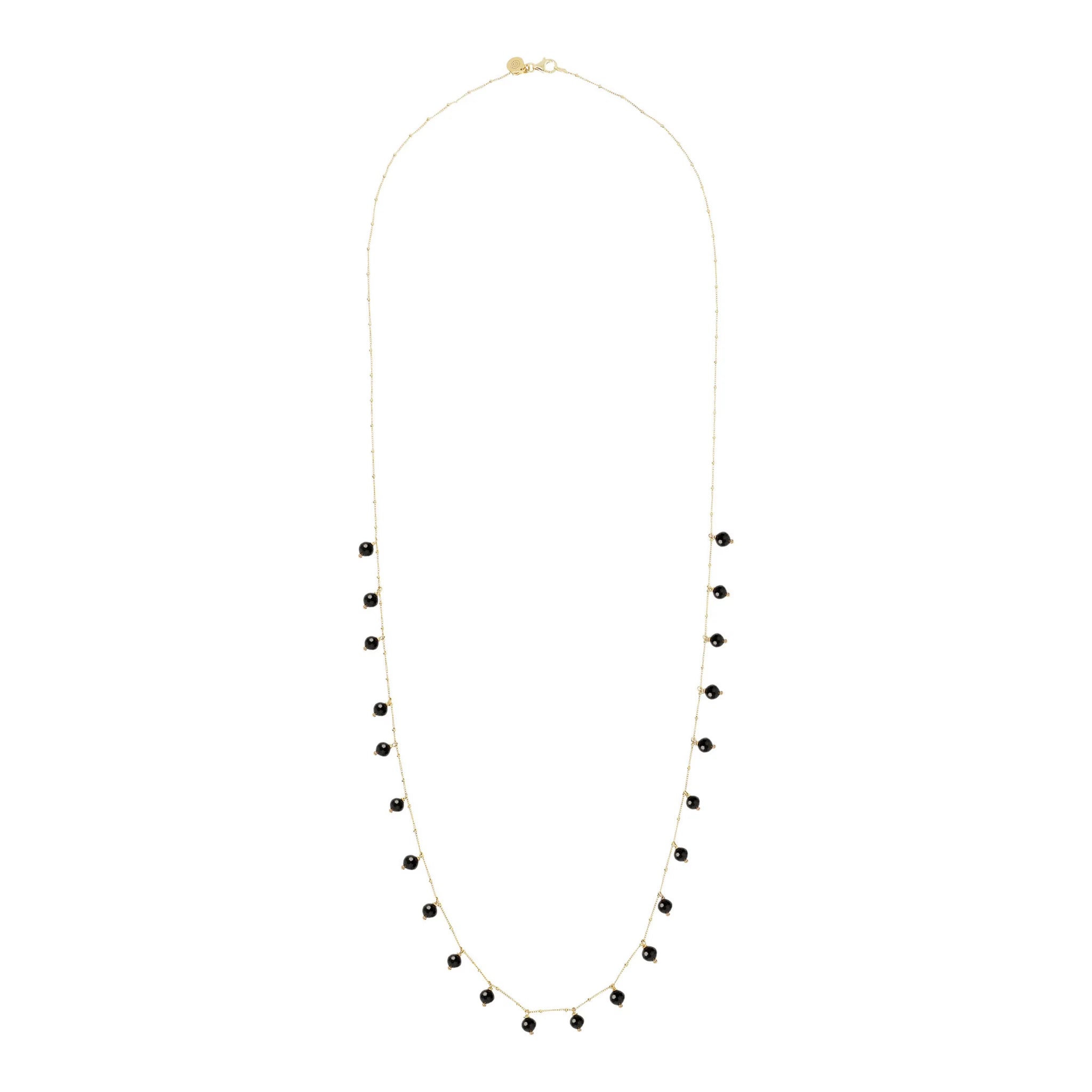 Collana Lunga in Argento 925 placcato Oro Giallo 18Kt con Charms in Pietra Naturale
