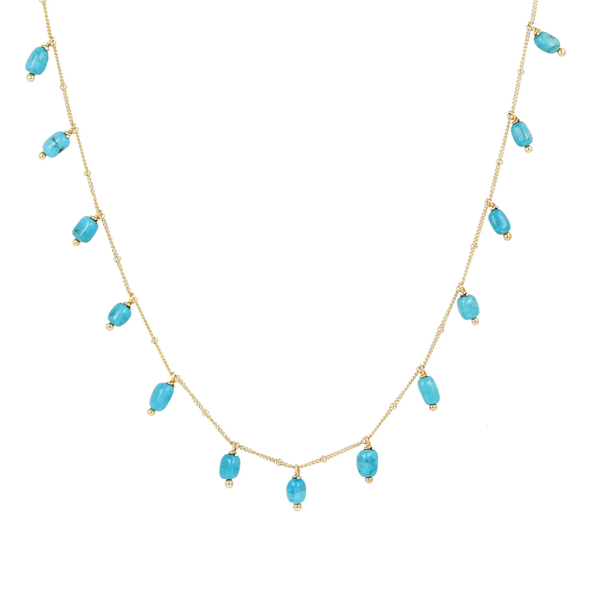 Collana Lunga in Argento 925 placcato Oro Giallo 18Kt con Charms in Pietra Naturale