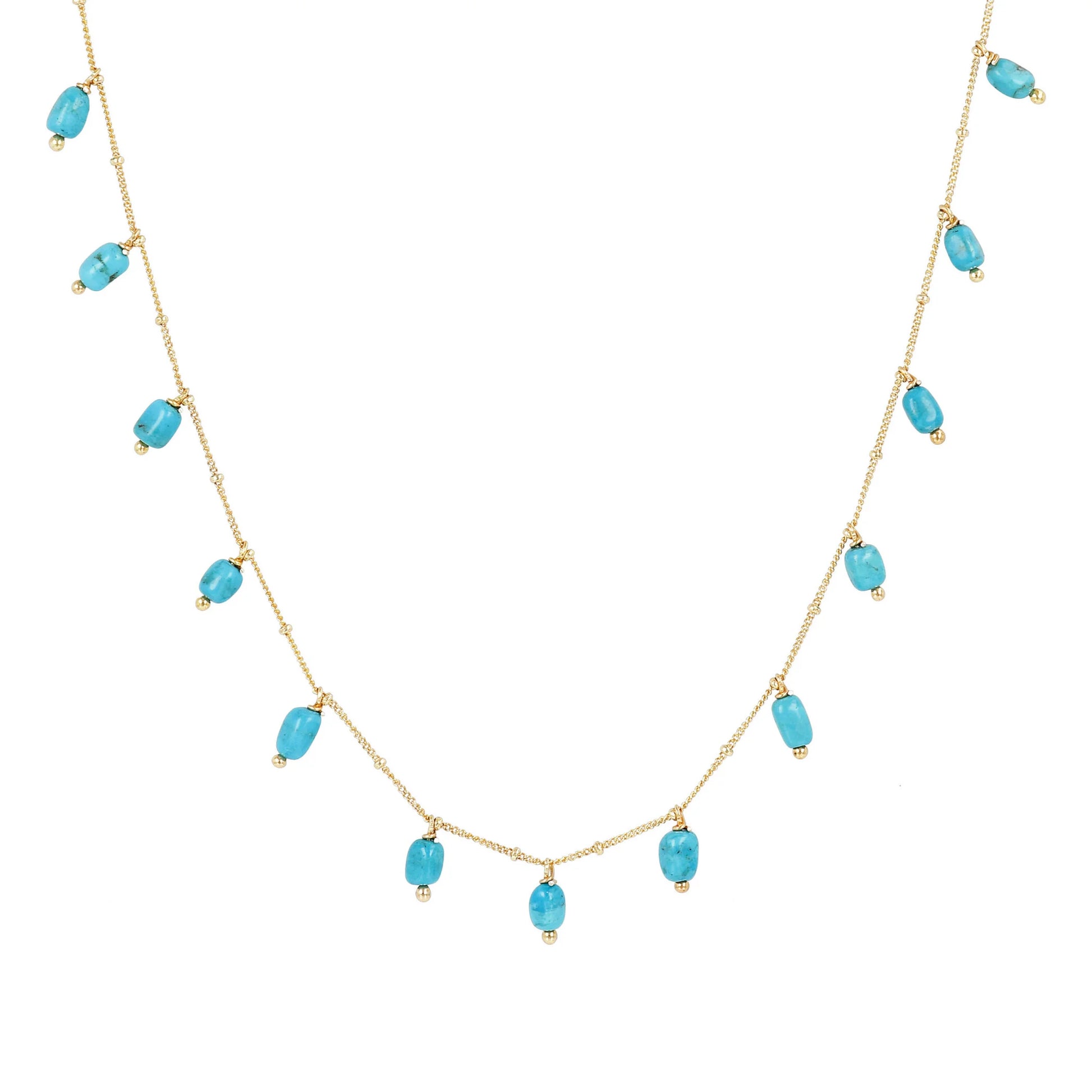 Collana Lunga in Argento 925 placcato Oro Giallo 18Kt con Charms in Pietra Naturale