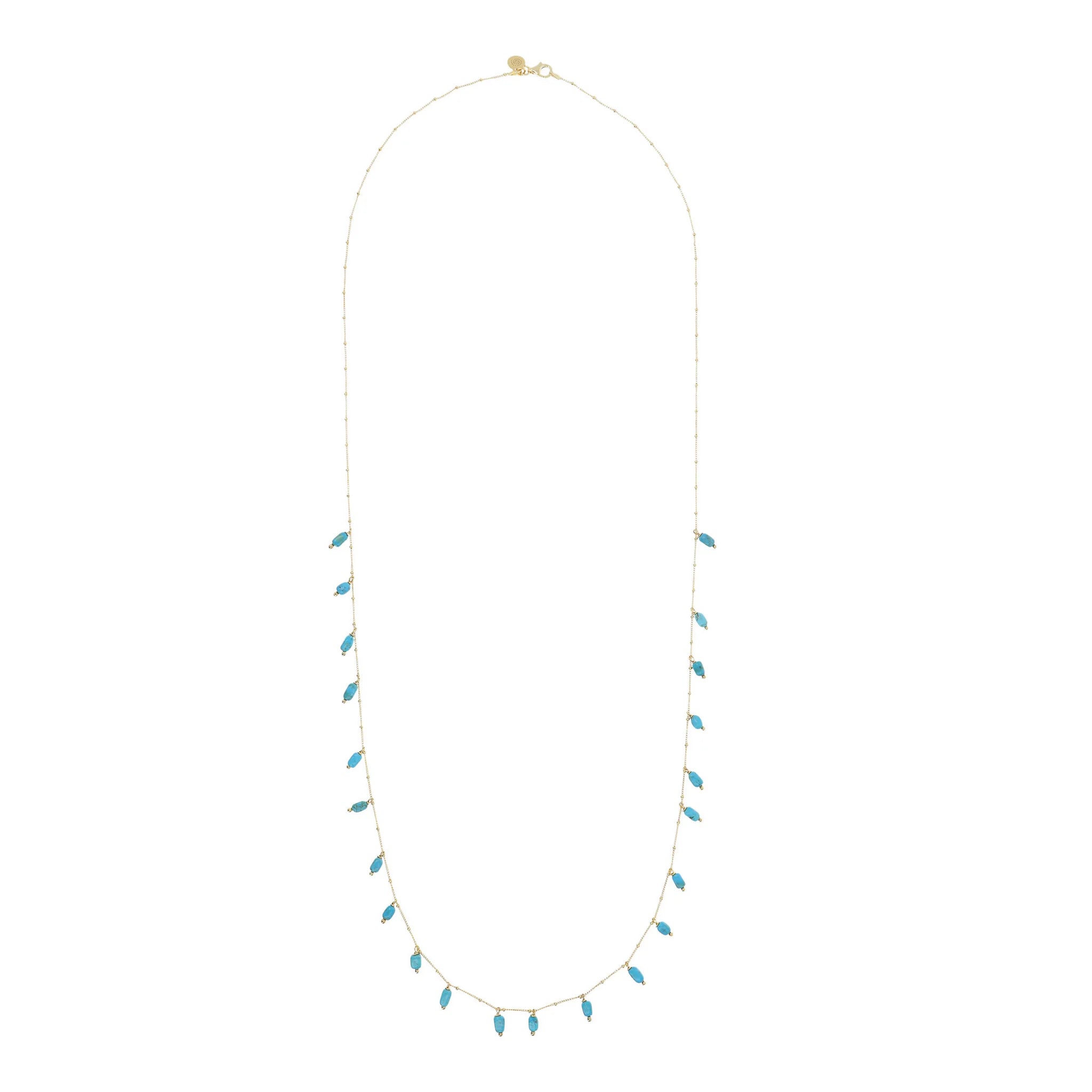 Collana Lunga in Argento 925 placcato Oro Giallo 18Kt con Charms in Pietra Naturale