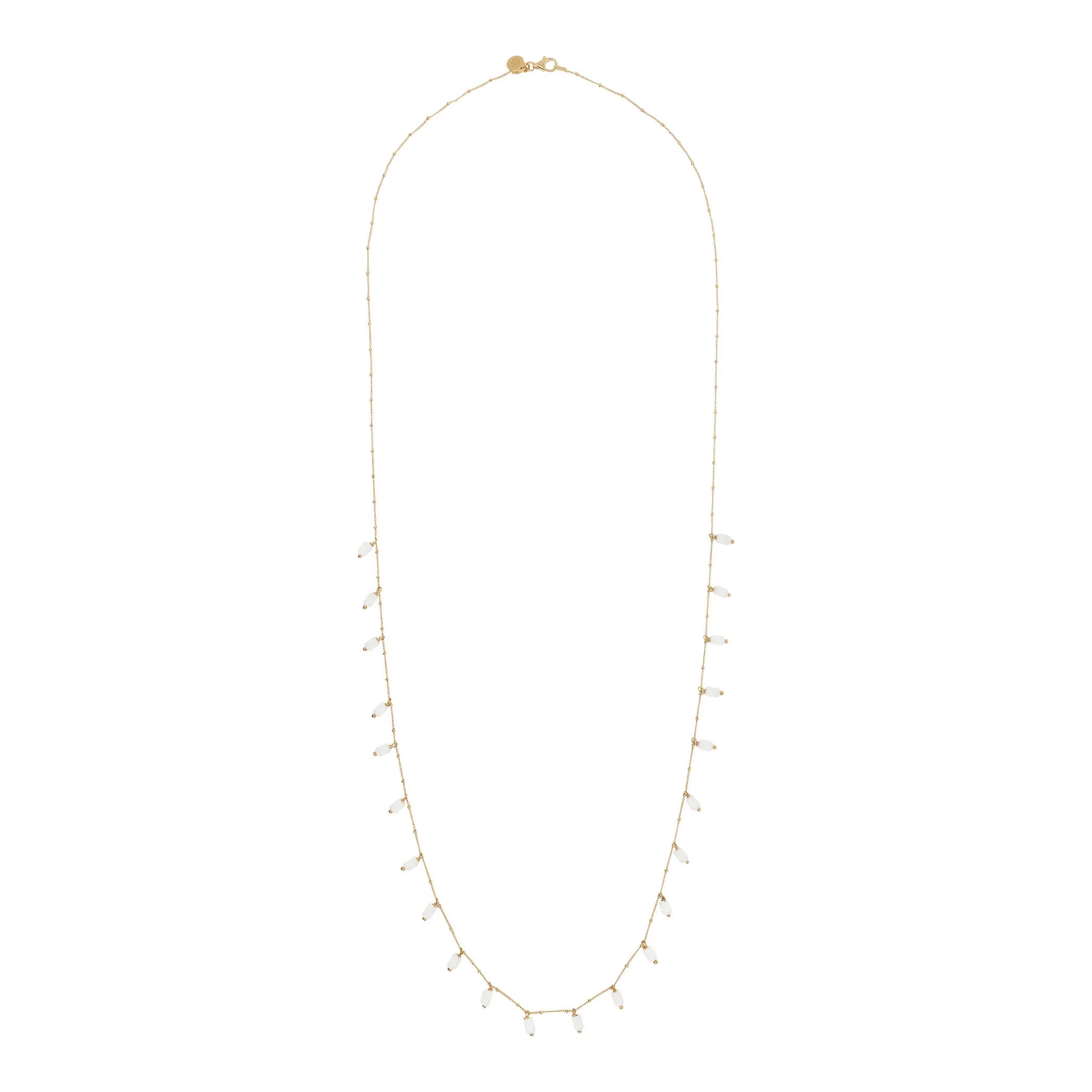 Collana Lunga in Argento 925 placcato Oro Giallo 18Kt con Charms in Pietra Naturale