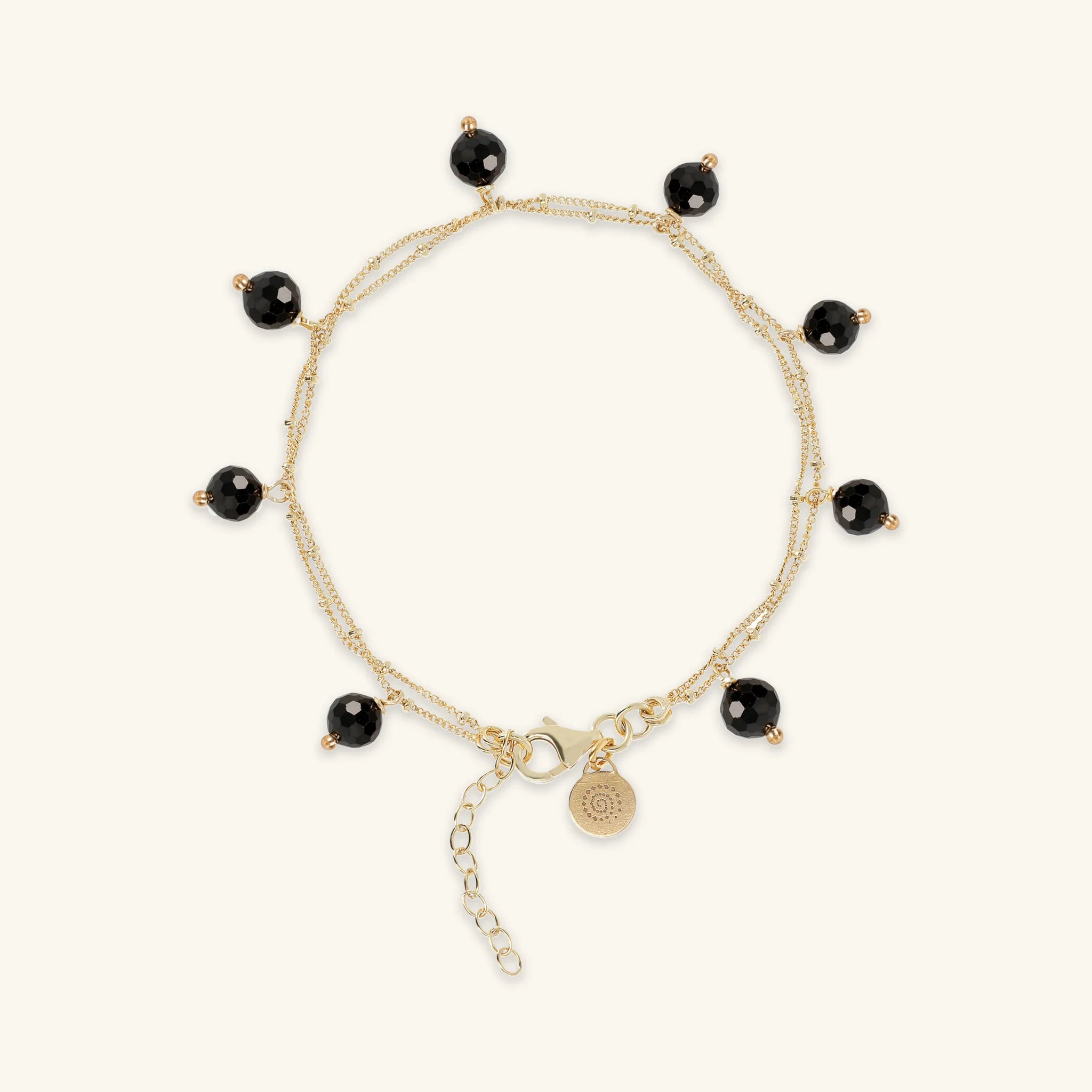 Bracciale Multifilo in Argento 925 Placcato Oro Giallo 18kt con Ciondoli in Pietra Naturale