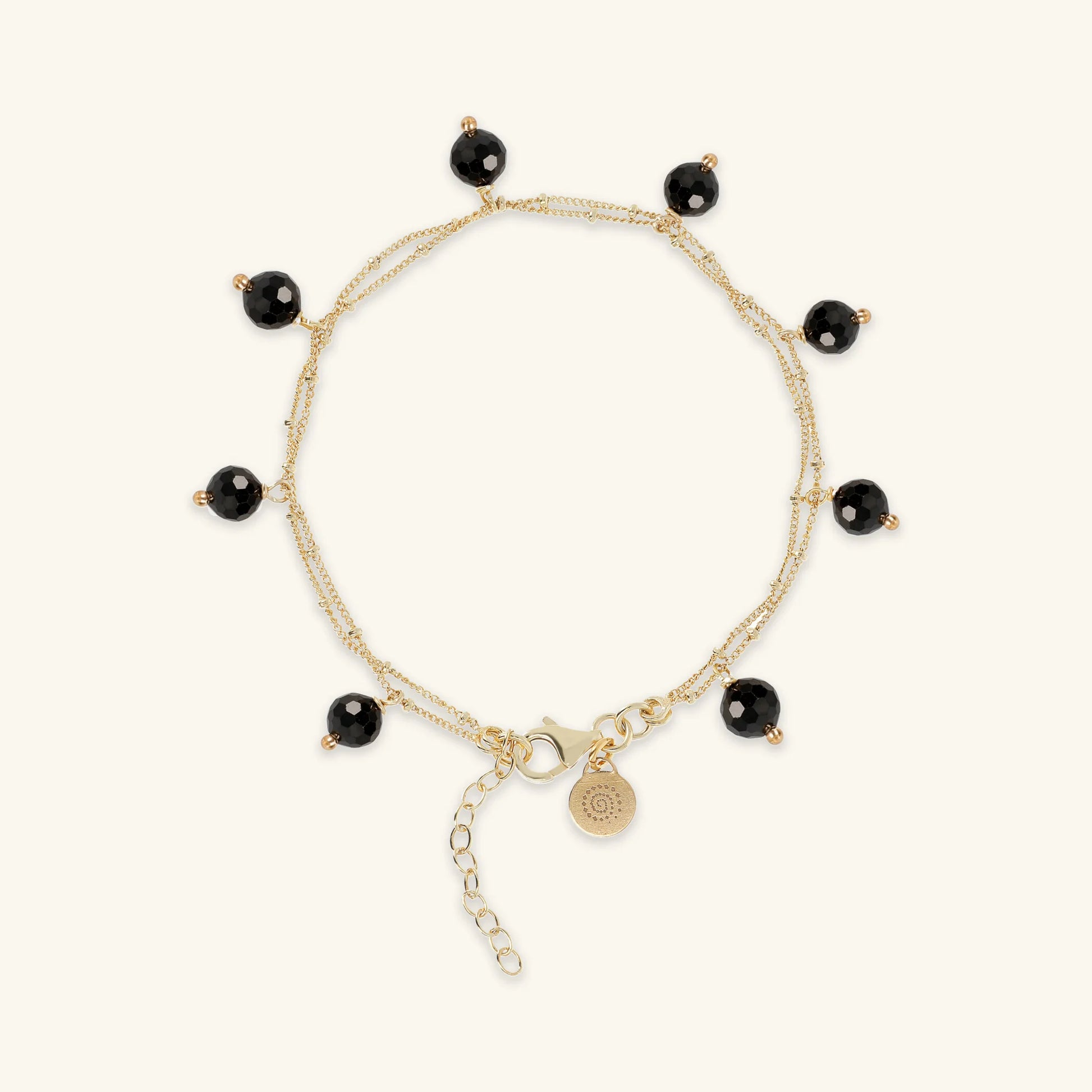 Bracelet Multi-brins en Argent 925 Plaqué Or Jaune 18kt avec Pendentifs en Pierre Naturelle