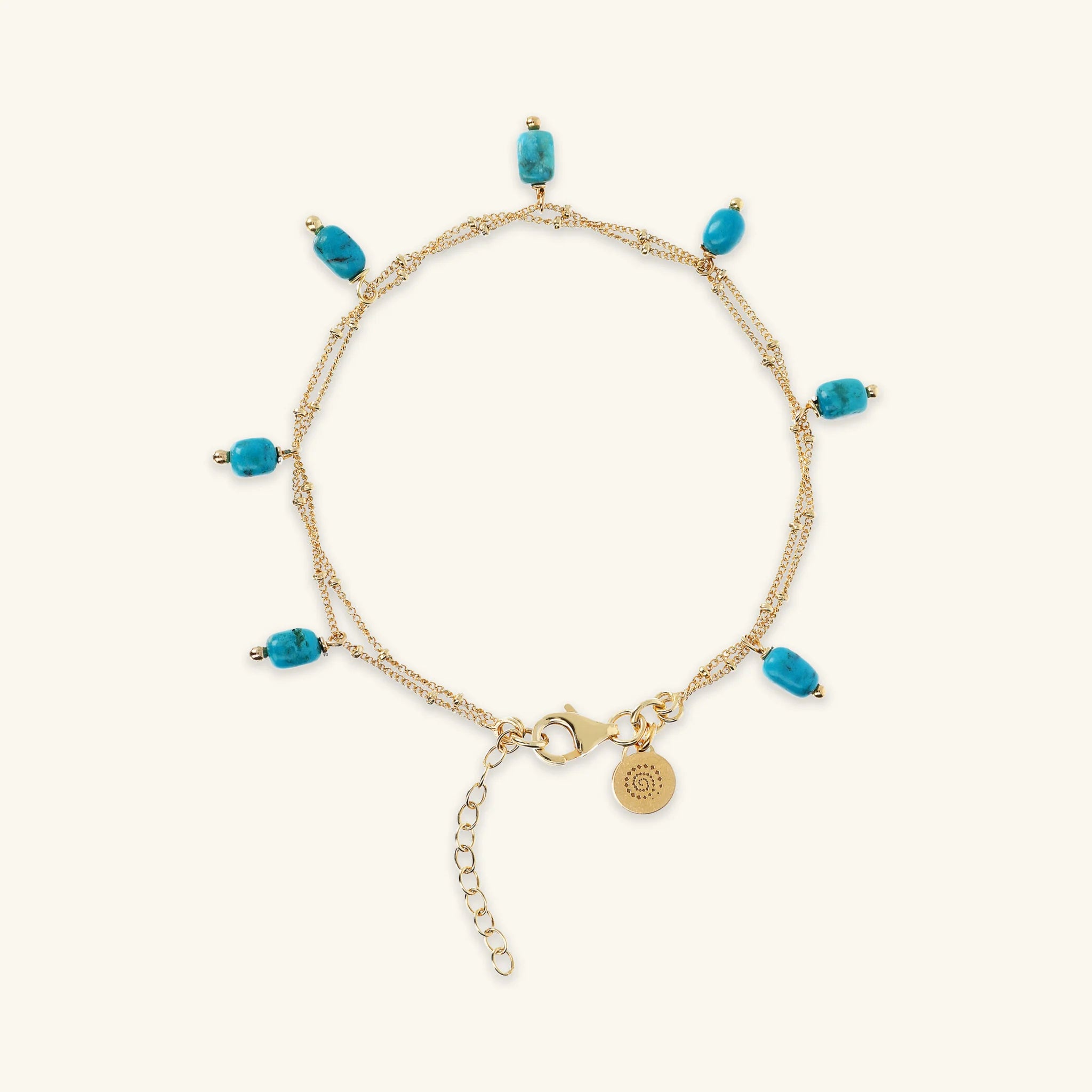 Bracciale Multifilo in Argento 925 Placcato Oro Giallo 18kt con Ciondoli in Pietra Naturale