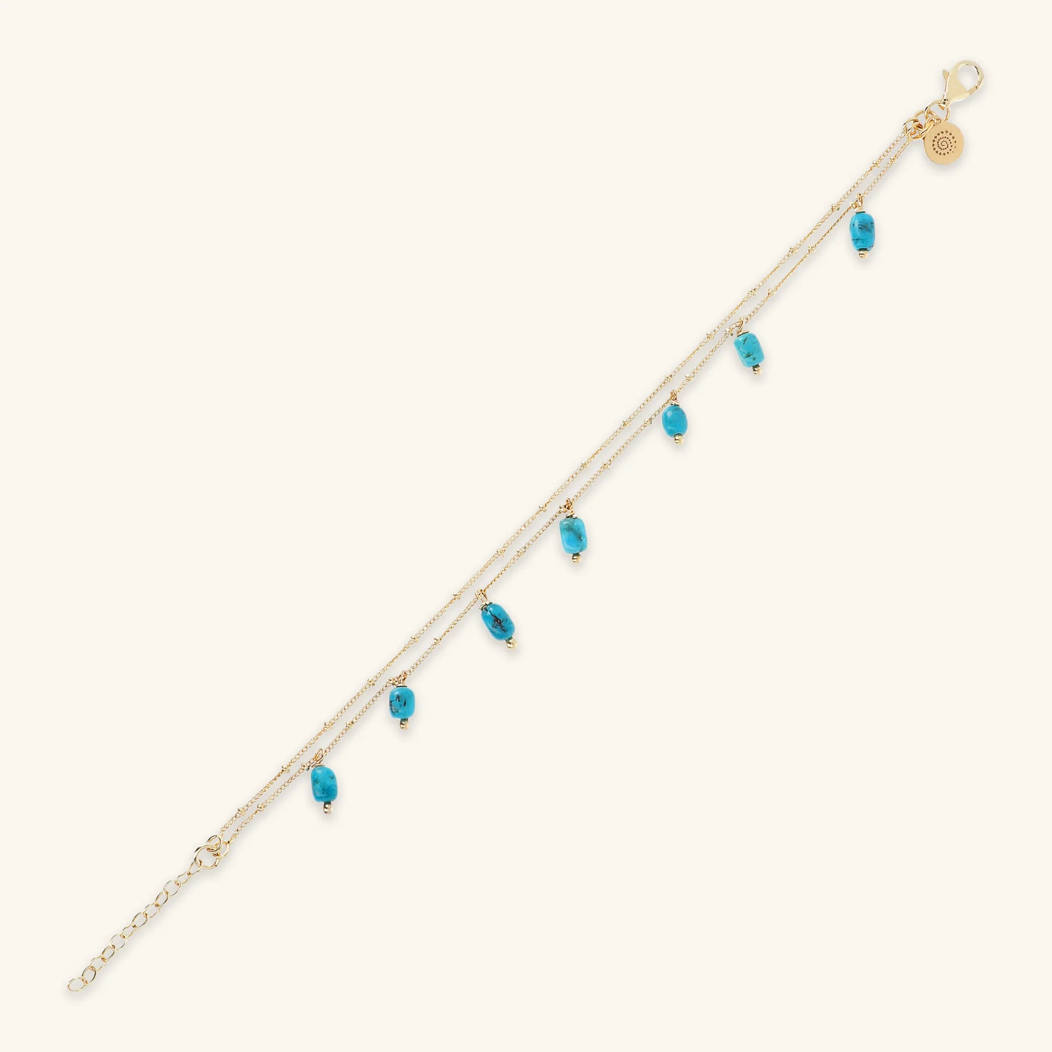 Bracciale Multifilo in Argento 925 Placcato Oro Giallo 18kt con Ciondoli in Pietra Naturale
