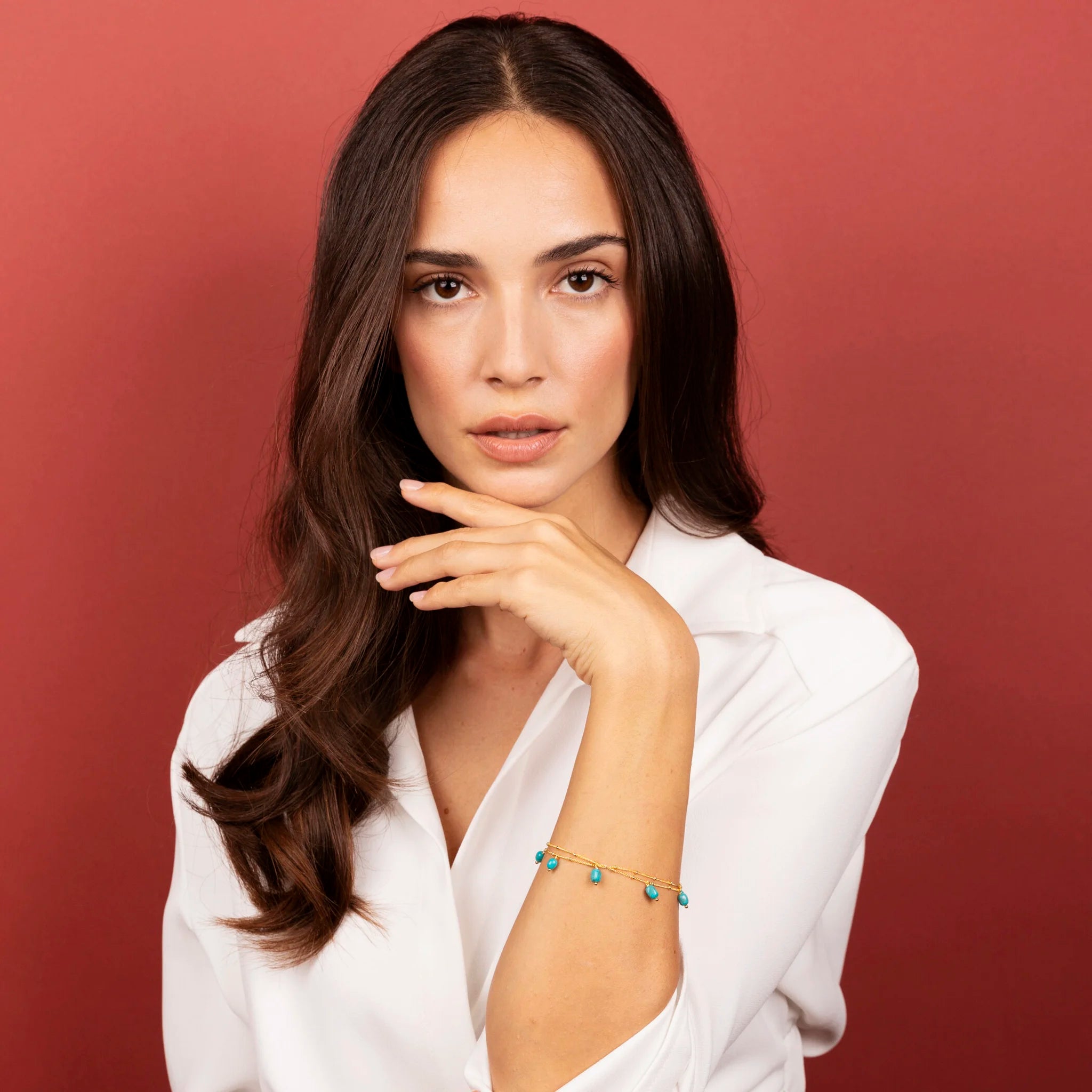 Bracciale Multifilo in Argento 925 Placcato Oro Giallo 18kt con Ciondoli in Pietra Naturale