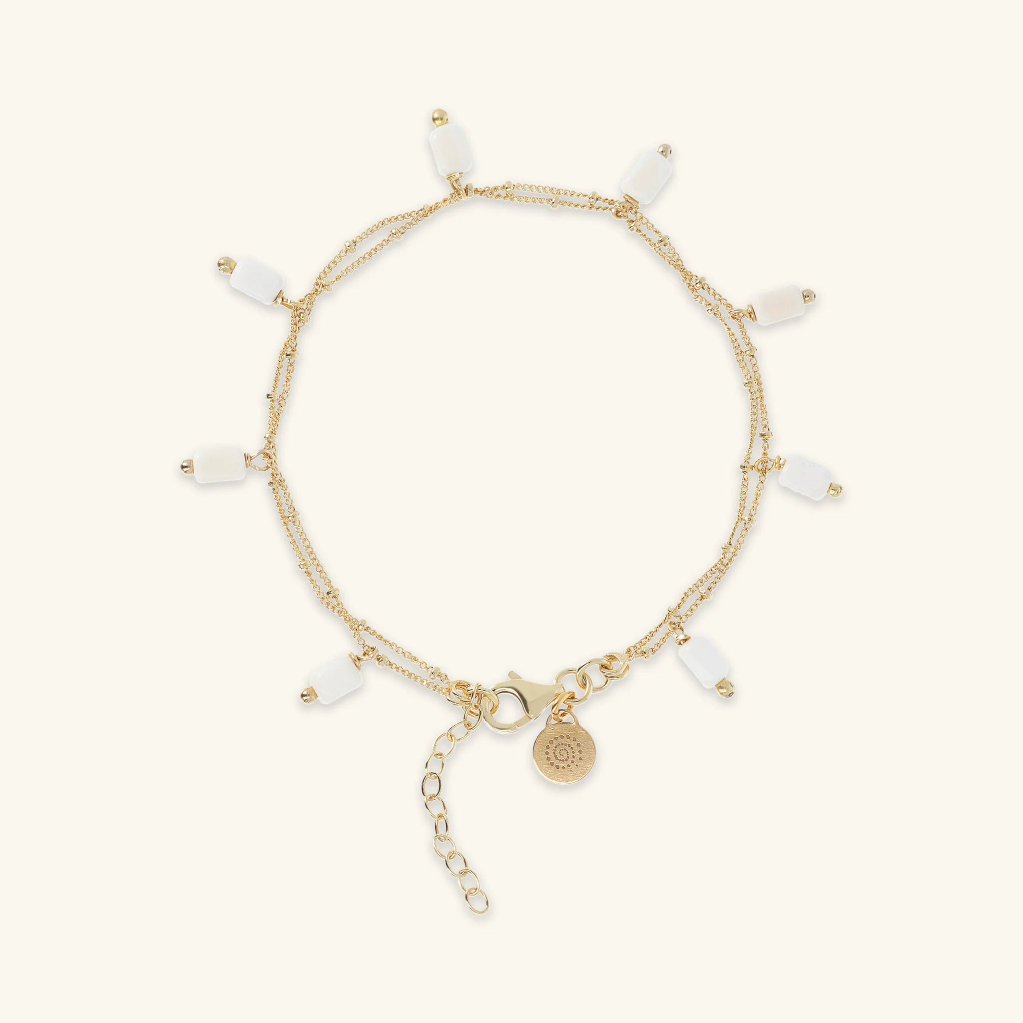 Bracciale Multifilo in Argento 925 Placcato Oro Giallo 18kt con Ciondoli in Pietra Naturale