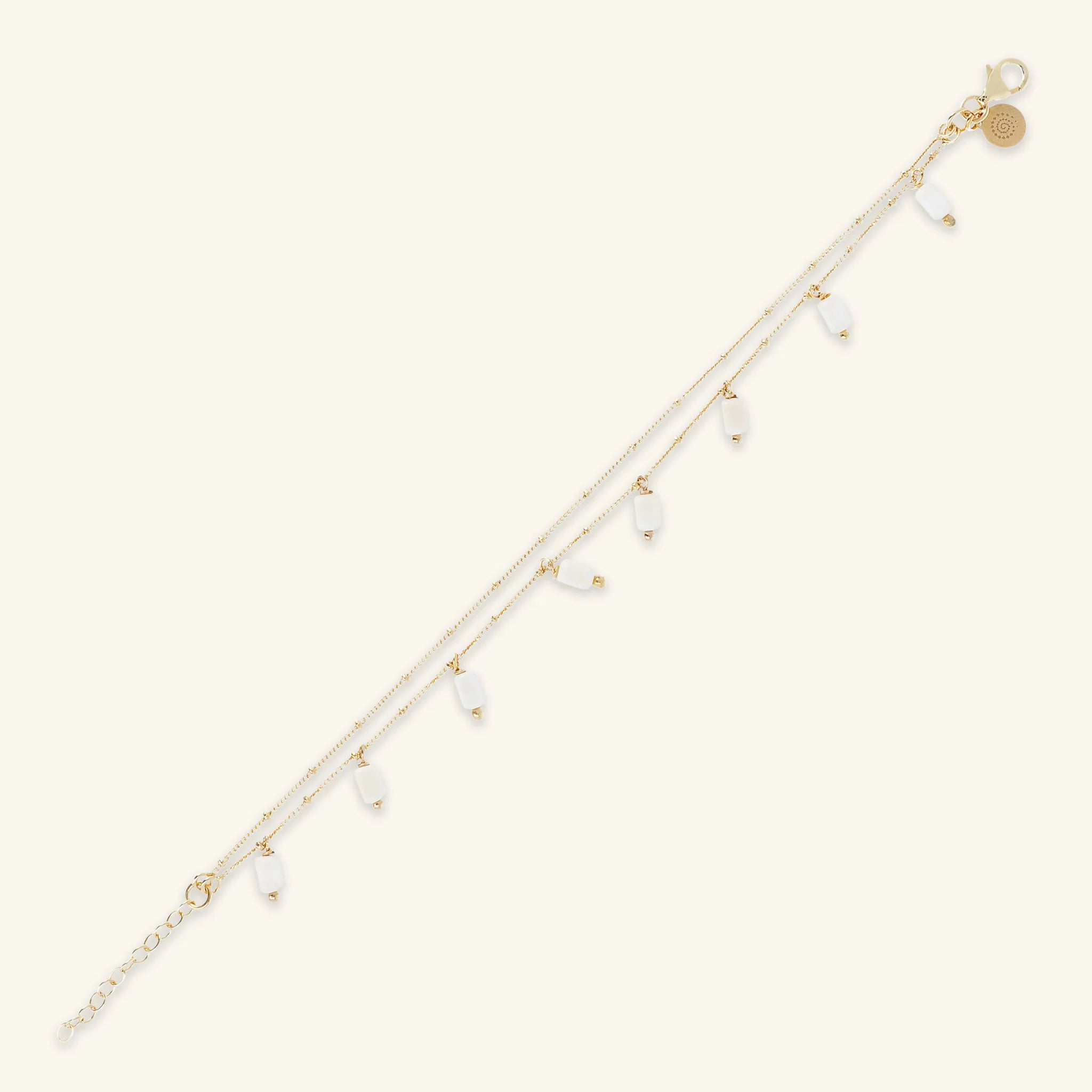 Bracciale Multifilo in Argento 925 Placcato Oro Giallo 18kt con Ciondoli in Pietra Naturale