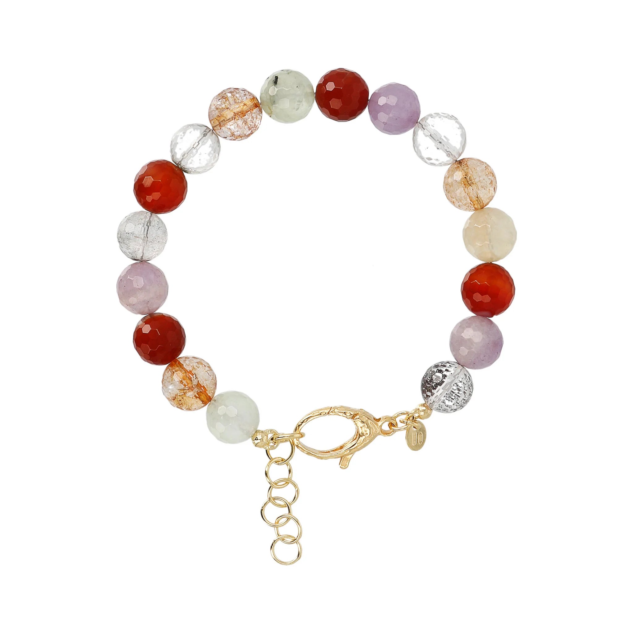 Bracciale in Argento 925 Placcato Oro Giallo 18kt con Pietra Naturale Quarzo Multicolore