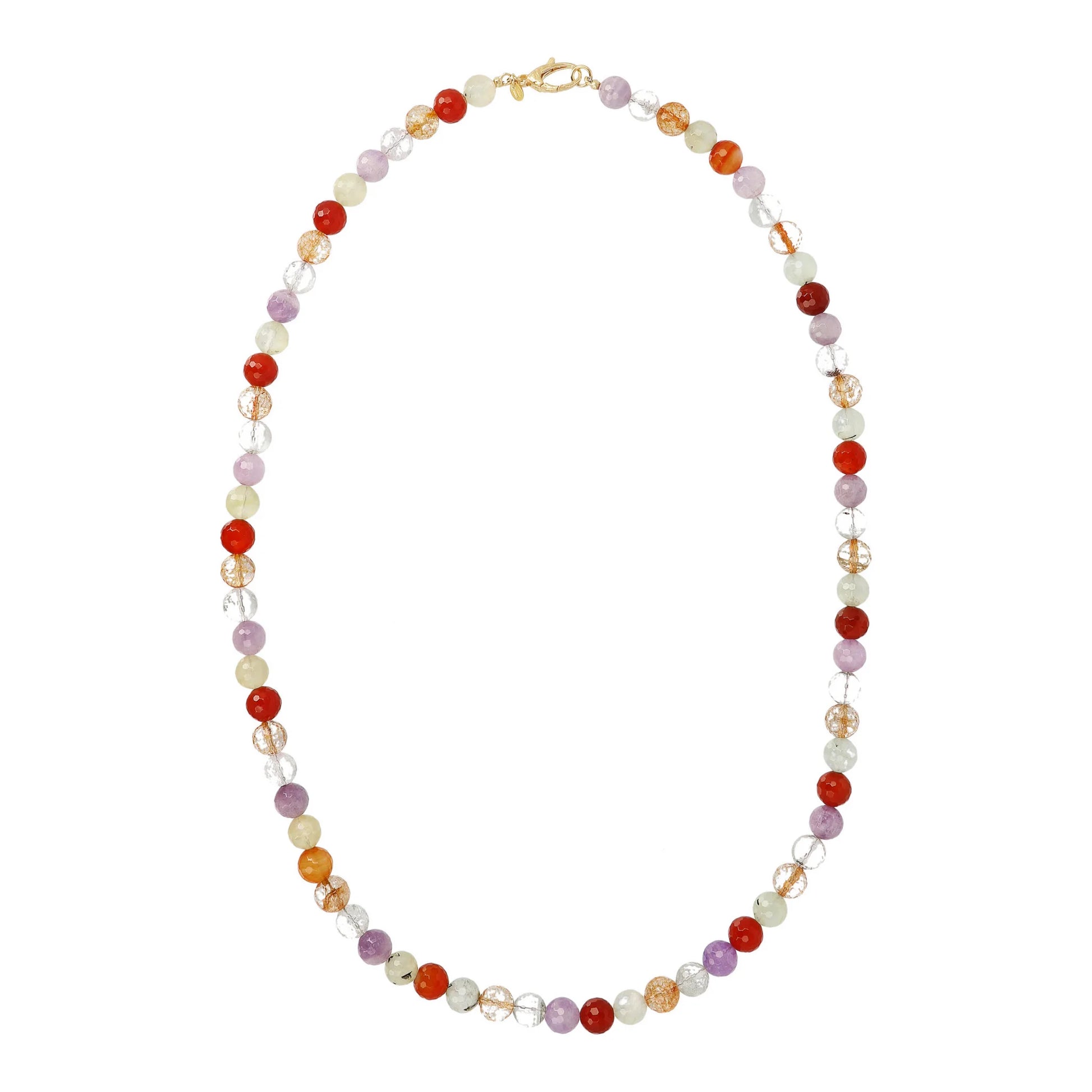 Collana in Argento 925 Placcata Oro Giallo 18kt con Pietra Naturale Quarzo Multicolore