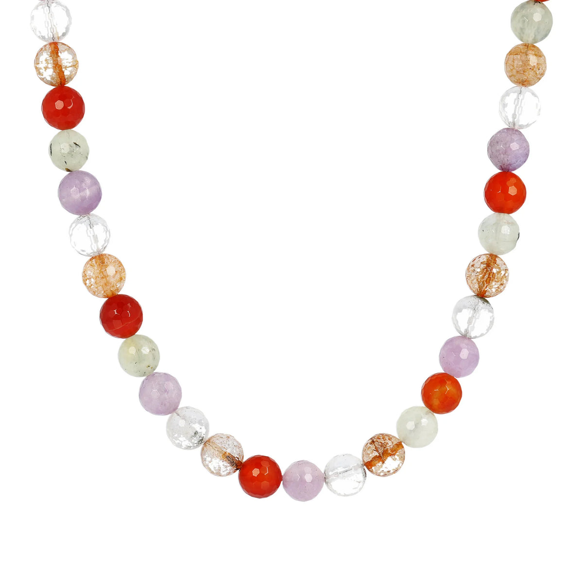 Collana in Argento 925 Placcata Oro Giallo 18kt con Pietra Naturale Quarzo Multicolore