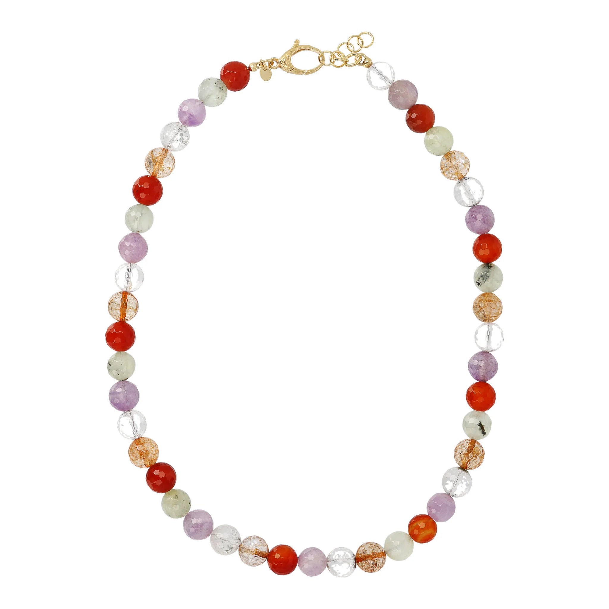 18KT Gold Plated Necklace with Faceted Stones