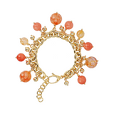 Rolo Chain Bracelet with Spherical Pendants in Citrine and Quartzite