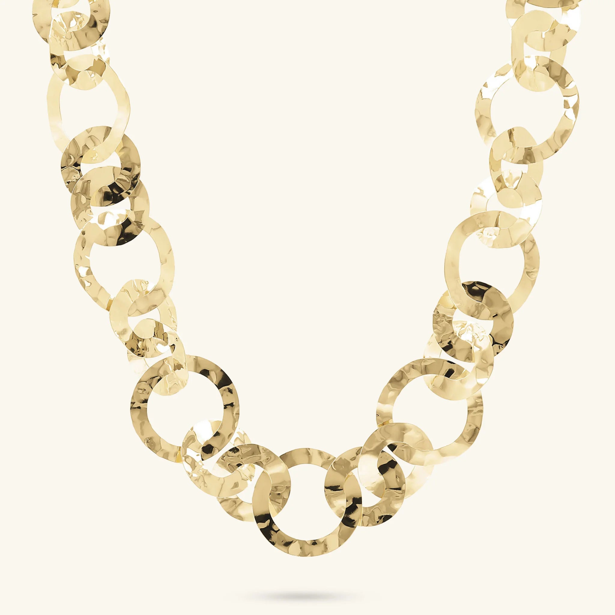 Round Flat Knit Necklace with Stone Closure