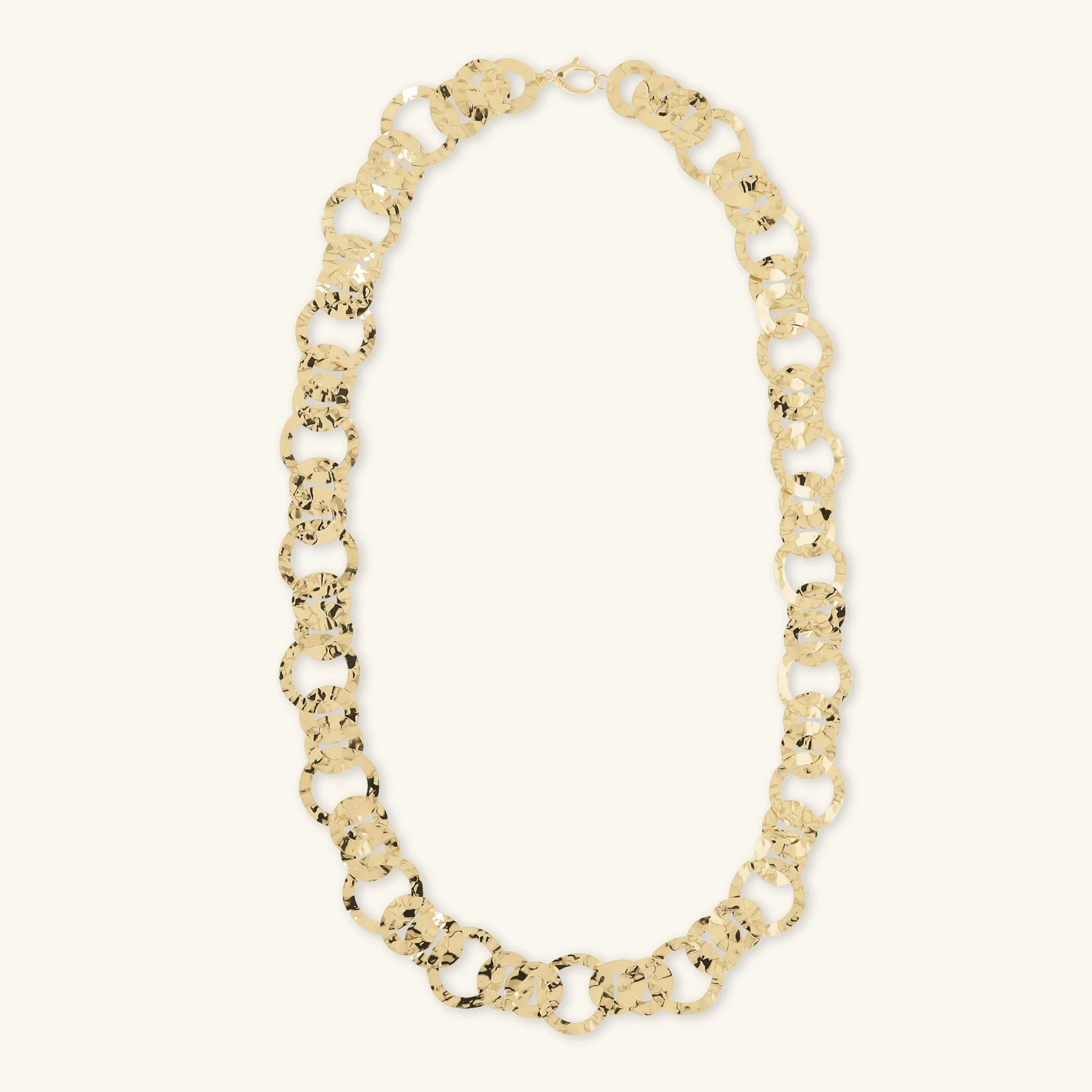 Round Flat Knit Necklace with Stone Closure