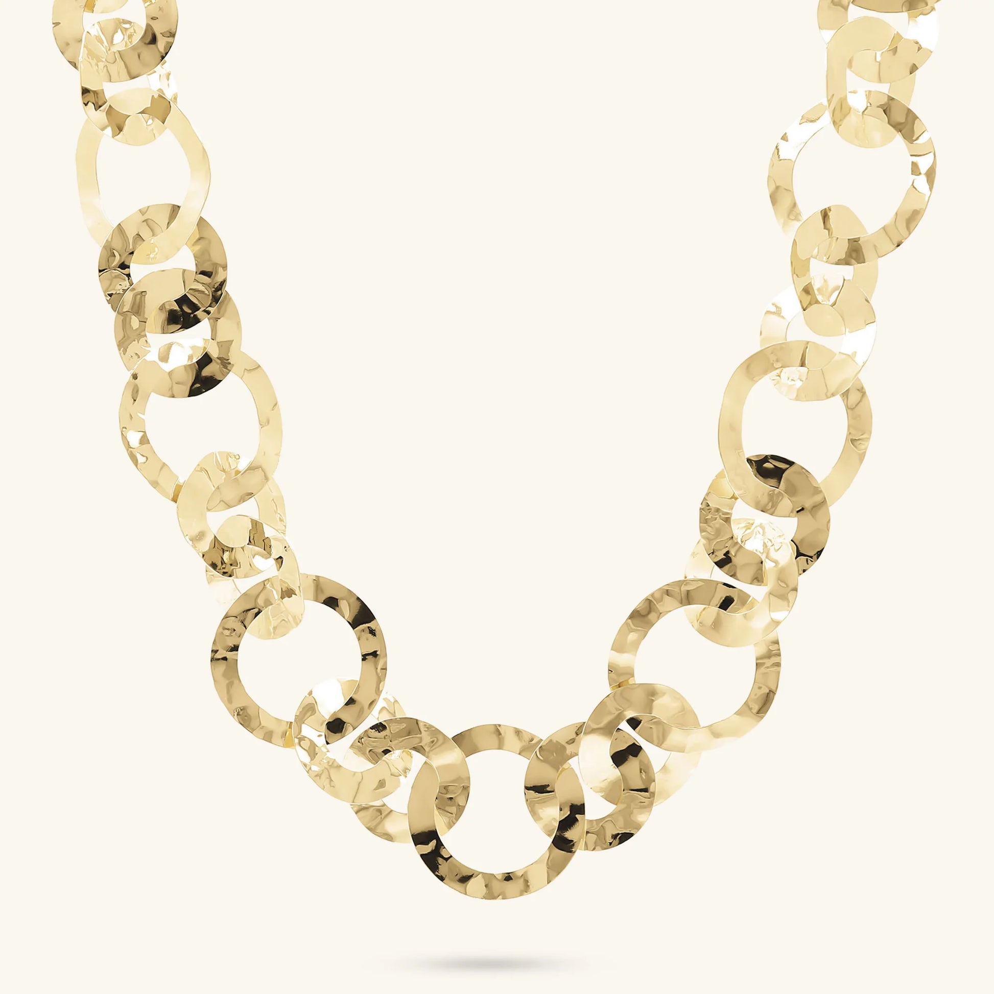 Round Flat Knit Necklace with Stone Closure