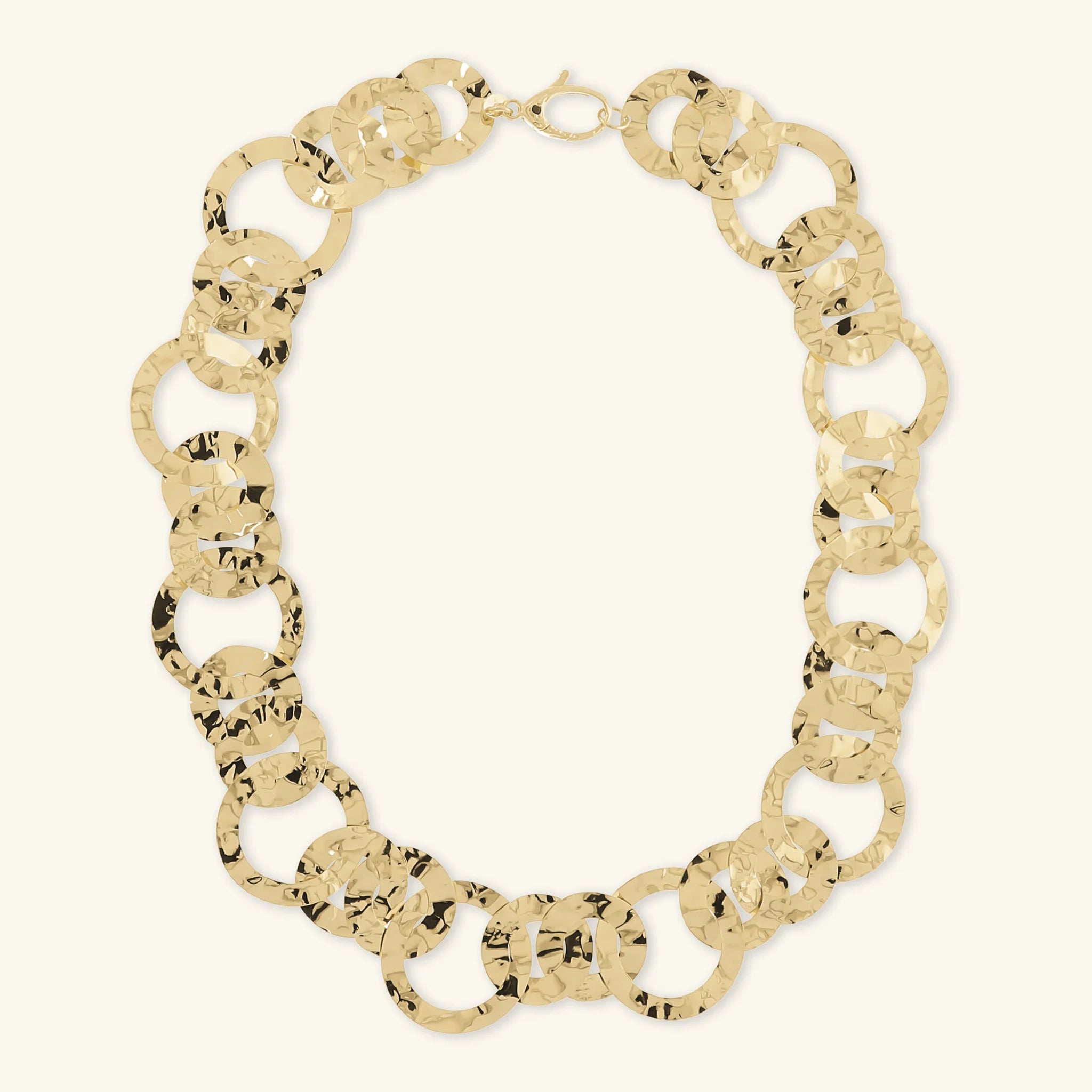 Round Flat Knit Necklace with Stone Closure